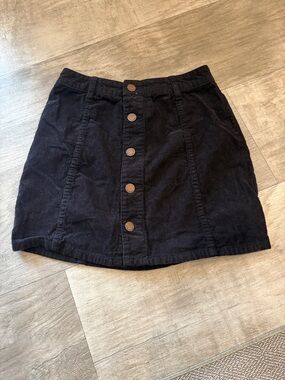 Billabong Black Corduroy Button-Front Mini Skirt